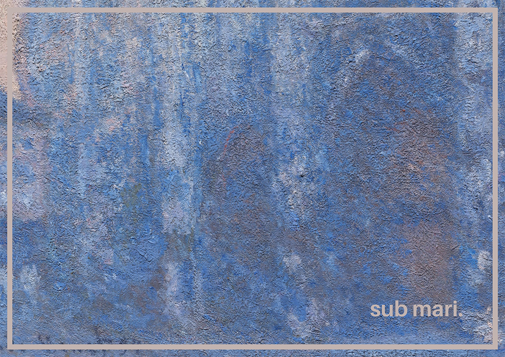 The single art for sub mari, which is a blue abstract cover that looks as though it has been painted with a rough texture