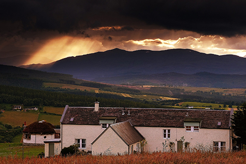 Dramatic weather over the hills from Monjack Mhor