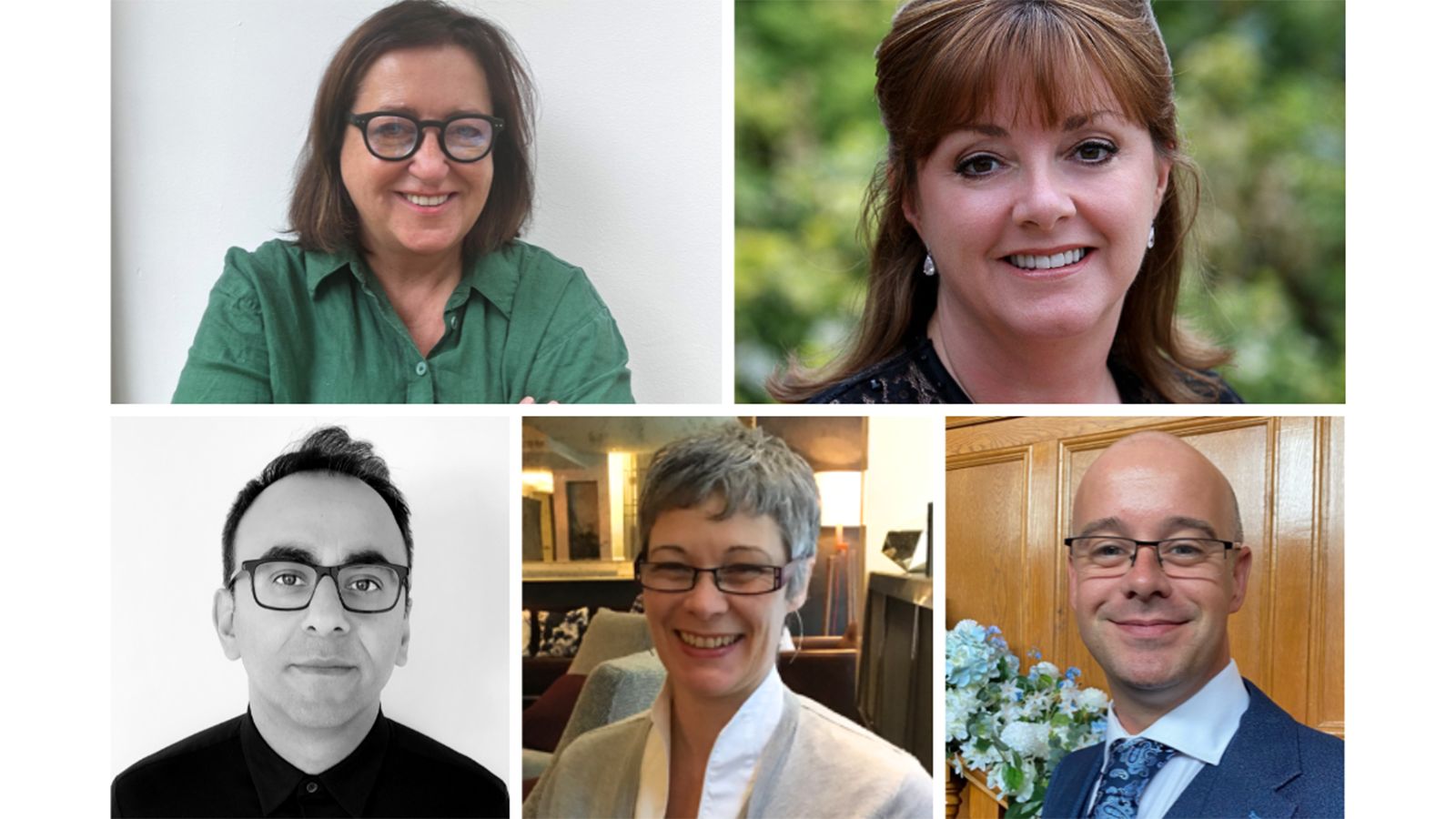 Creative Scotland's new Board Members. Top row, left to right: Heather Stewart, Louise Wilson. Bottom row, left to right: Muslim Alim, Norah Campbell and Patrick Brown
