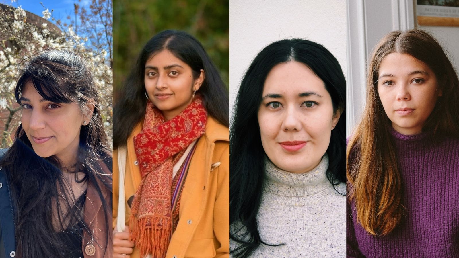 Headshots of Fieldnotes Collective authors Alycia Pirmohamed, Jessica J. Lee, Pratyusha and Nina Mingya Powles